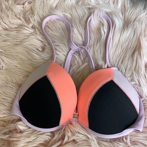 Victoria’s Secret push-up bikini top lavender peach black
